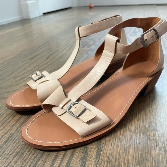 Madewell Loren Camel Tan T Strap Sandals Size 7 - Picture 14 of 14